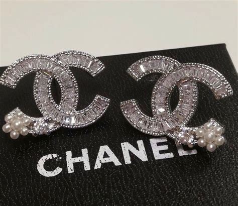 chanel logo diamond stud earrings|chanel button stud earrings.